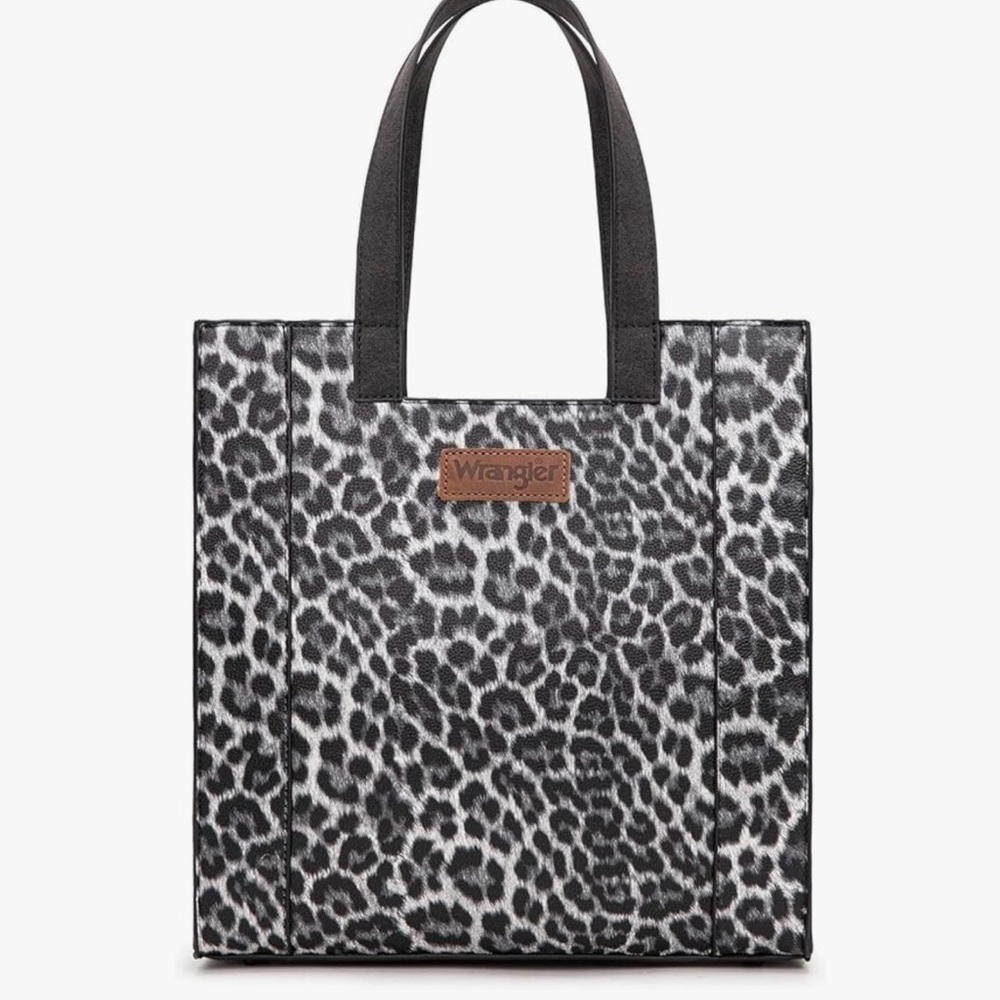 Wrangler Leopard Print Tote in Black and Gray